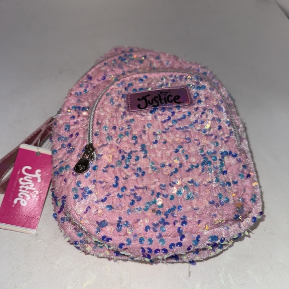 Justice Other - Justice Preowned Girls Mini Backpack/Silver Sparkle
